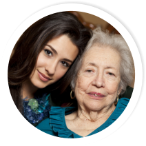 caregiver and patient smiling